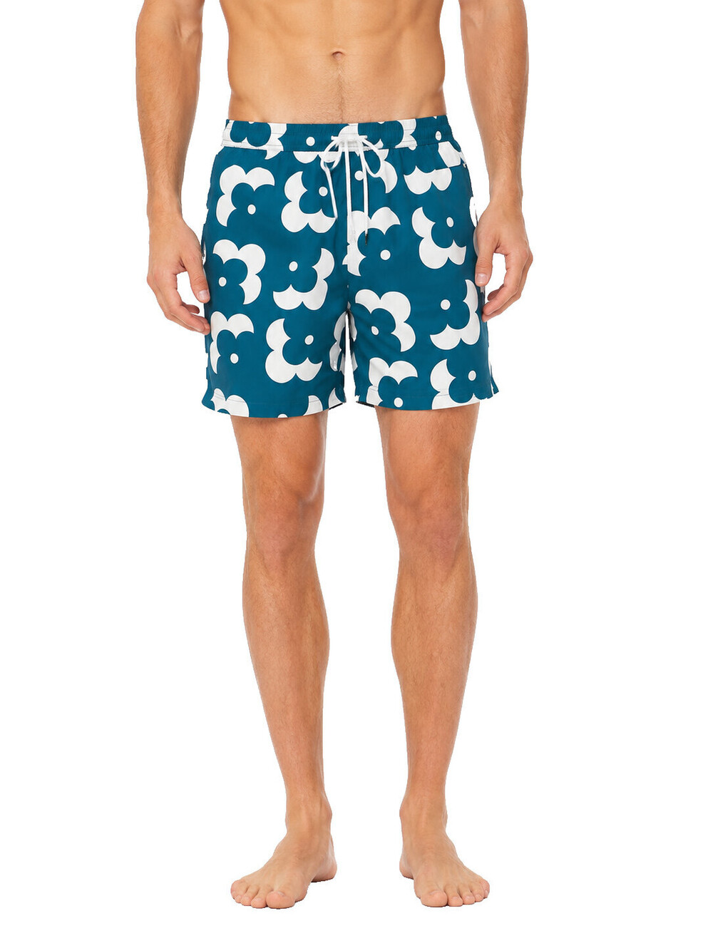 Sovereign Code Men's Swim Trunks M Teal Floral Quick Dry Stretch Lined NWT